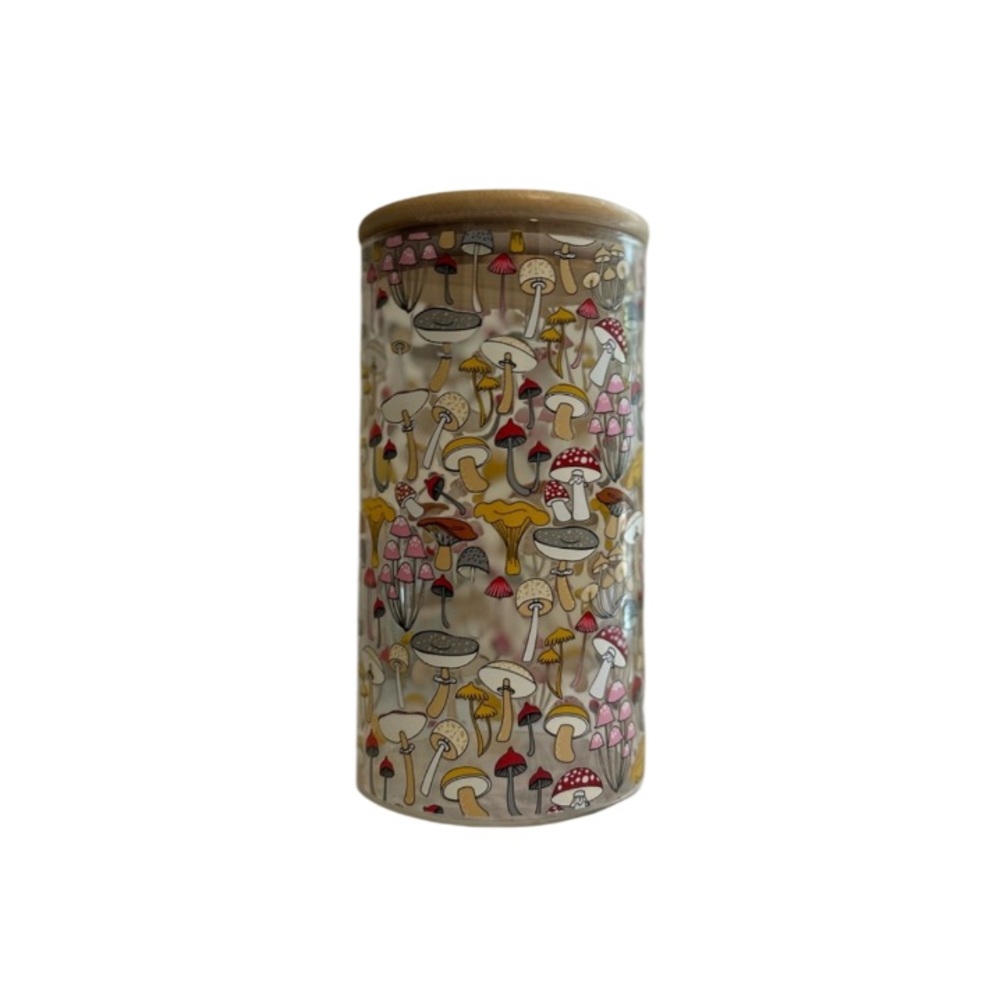 Mushroom Patterned Ceramic Canister